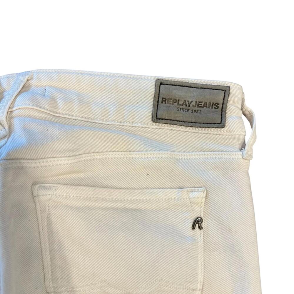 Replay 00s Indie Sleaze Zipper Pocket Skinny Denim Jeans White 4 - Picture 7 of 9